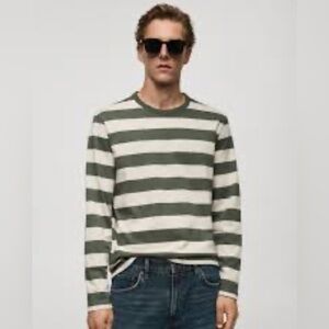 Levi's Olive and White Striped Long Sleeve Tee